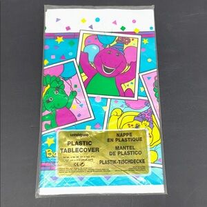 Vintage 1995 “Barney And Pals”  54 x 84  sealed plastic table cover
